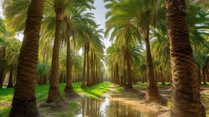 Palm trees in a garden, Generative AI