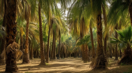 Obraz premium palm trees in the park, Generative AI
