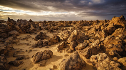Fototapeta premium Beautiful landscape of the rocky desert, Generative AI