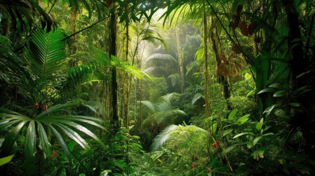 Beautiful landscape of the Tropical rainforest, Generative AI
