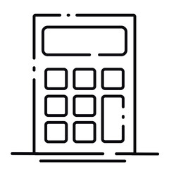 Isolated outline of calculator Office supply icon Vector