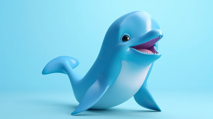 Dolphin. Cute cartoon 3d character Generative AI.
