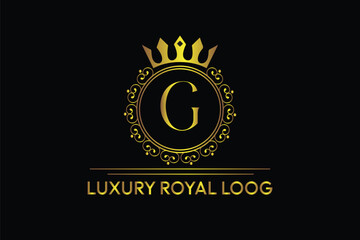 G latter luxury royal crown brand logo design