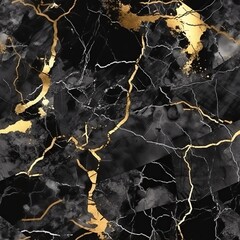 Seamless Black and Gold Marble Texture

