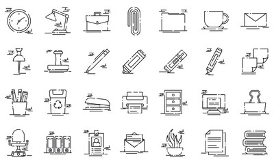 Set of different colored office supplies icons Vector