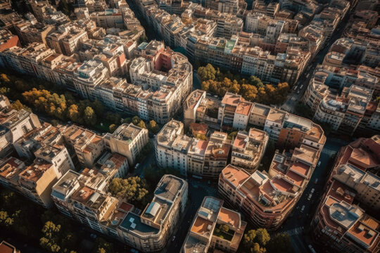 barcelona from the drone view created with Generative AI technology