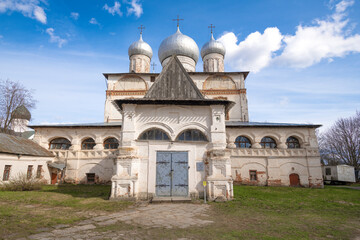 Ancient Cathedral of the Sign (Cathedral of the Icon of the Mother of God "The Sign") on a May day, Veliky Novgorod