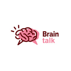 talk ideas, smart brain creative logo vector icon illustration