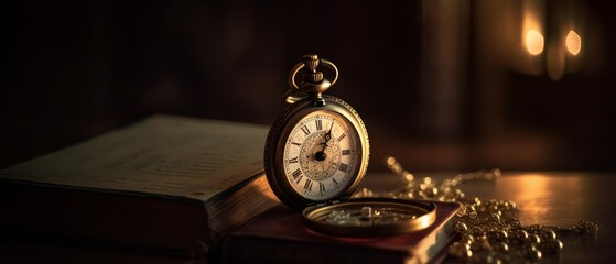 Antique pocket watch. Generative AI