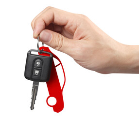 Hand with car key cut out