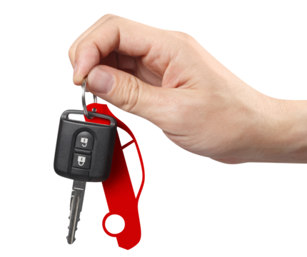 Hand with car key cut out