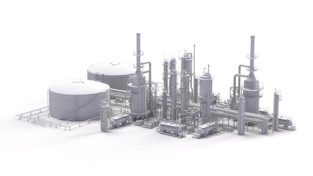 Oil Refinery 3D Rendered