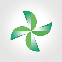 Illustration of a minimalist green leaf logo on a clean white background, Generative AI