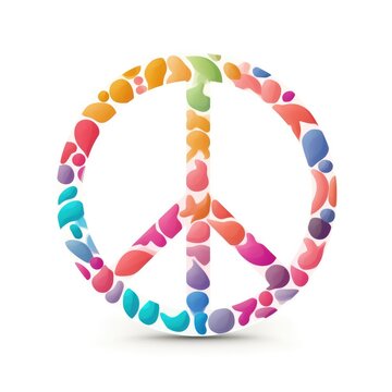 a human peace sign with people standing in a circle