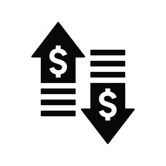 Currency, dollar, business icon. Black vector graphics.