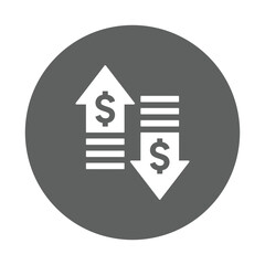 Currency, dollar, business icon. Gray vector graphics.