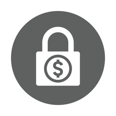 Dollar, lock icon. Gray vector graphics.
