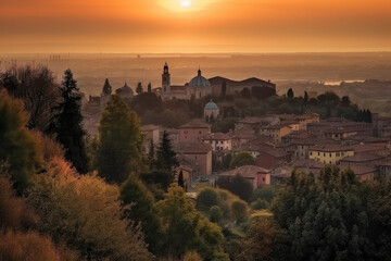 Fototapeta premium view of the town country created with Generative AI technology