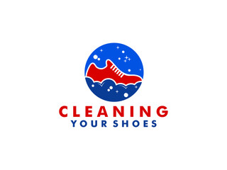 Obraz premium Shoe laundry clean and care logo icon symbol, Shoes Cleaning logo vector