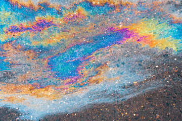 Oil stain, Gas Stain drop from the Car on the Parking Lot Floor