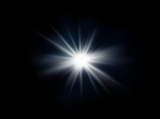 White glowing light explodes on a transparent background. Vector illustration of light decoration effect with ray.