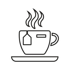 Drink, coffee, tea, mug outline icon. Line art vector.