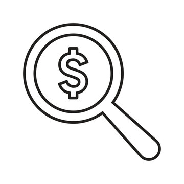 recommend clip art: Dollar, search outline icon. Line art vector.