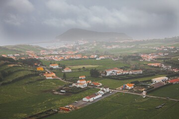 Fototapeta na wymiar View of Horta by Drone in Faial, the Azores