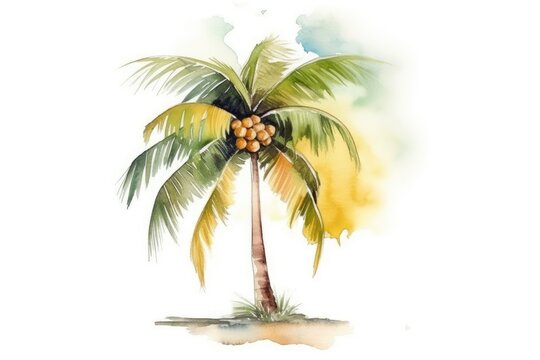 Summertime palm palms on a white, isolated backdrop. a jungle theme. Generative AI