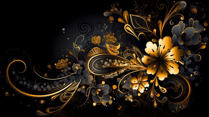 Beautiful black and gold floral wallpaper