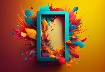 Colorful abstract background with bright frame, design. Generative AI
