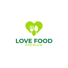 Vector fork and spoon with love logo design illustration idea