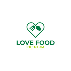 Vector fork and spoon with love logo design illustration idea