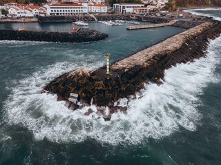 Drone view of Povoacao on Sao Miguel, the Azores