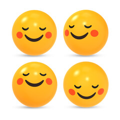 3D rendered happy haha smiley emoji reaction icon with different view 