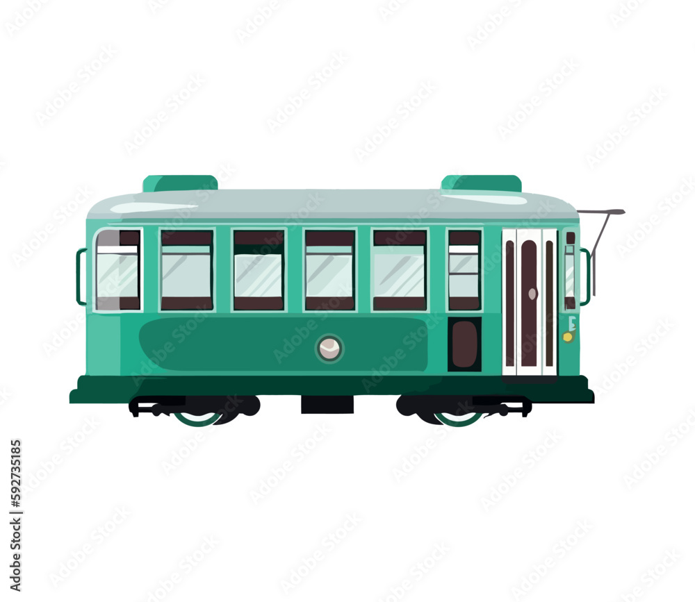 Poster transportation green train wagon