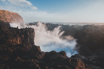 Waves at A Porta do Diabo in Sao Miguel, the Azores