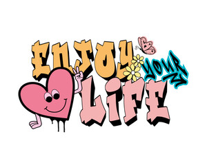 Graffiti design slogan typography and icons.Bear , daisy and splash . Graphic tee vector