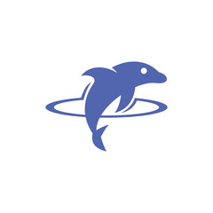 Dolphin hole circle creative logo