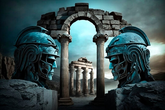 Atlantis. Ancient city. Ancient civilization. AI generation