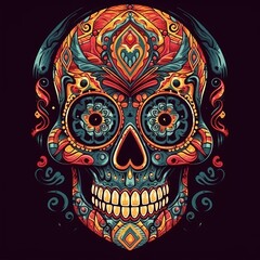 Colorful Skull Mascot for 5 de Mayo and Day of the Dead - Mexican Culture