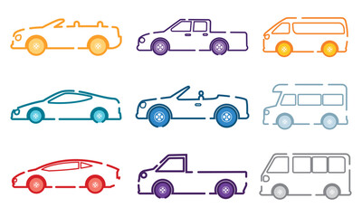 Set of colored cars icons Vector