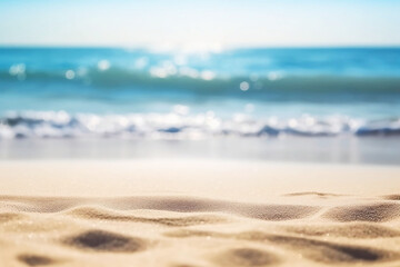 Fototapeta na wymiar Blurred Seascape Background with Beach and Sky Landscape