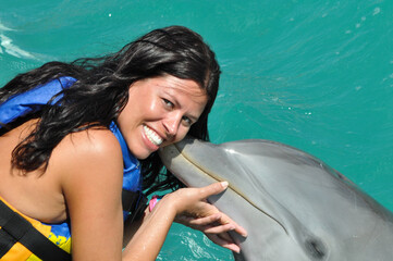 Girl with dolphin