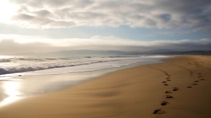 Fototapeta na wymiar footprints in the sand generative ai