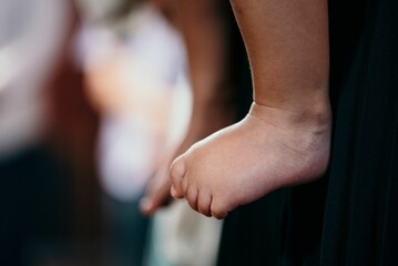 Closeup of the feet of a newborn baby