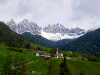 Fototapeta na wymiar Mountainous landscape and view of a small village in South Tyrol, Italy