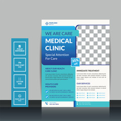 Modern Medical clinic poster and flyer template design