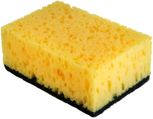 Non-scratch cleaning yellow scrub sponges- scrubbing sponge. for washing kitchen,dishes, bathroom. isolated on a transparent background