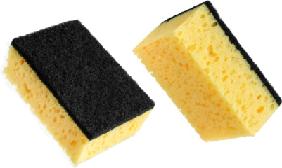  Non-scratch cleaning yellow scrub sponges- scrubbing sponge. for washing kitchen,dishes, bathroom. isolated on a transparent background